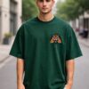 Men's Oversized Dark Green Tiger Graphic Printed T-Shirt | Trendy Animal Print Streetwear Baggy Tee for Men | Casual Half Sleeve Round Neck Drop Shoulder Fashion T-Shirt | Loopknit 240 GSM Premium Oversized Fit