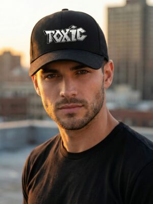 Mg3n3_jW_LHLBHVMYU3_2026-03-12_1.jpg Unisex Black Baseball Cap with Toxic Graphic Print, Adjustable Casual Cap for Men and Women, Stylish Streetwear Hat for Daily Wear, Travel, Sports, Outdoor Activities and Urban Fashion