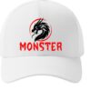 White Graphic Cap with Black Dragon & Red Monster Logo