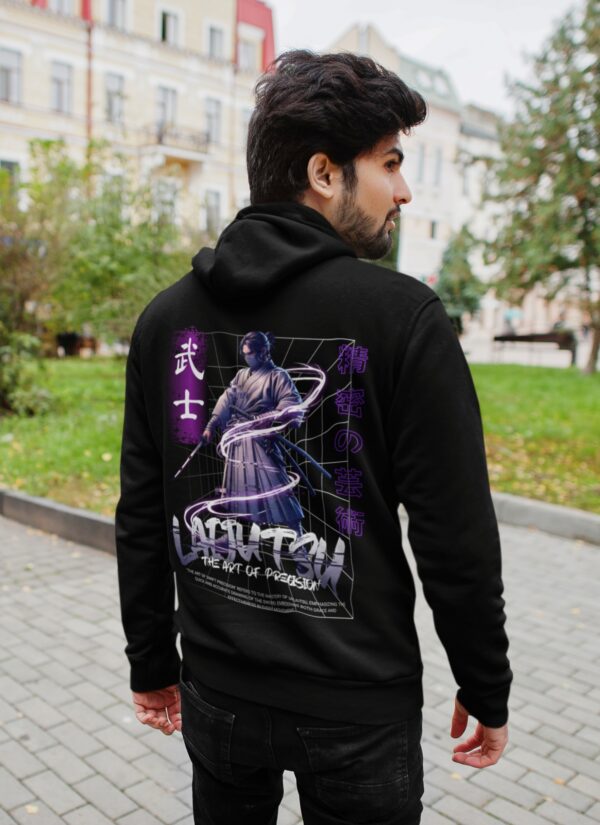 Anime Samurai Graphic Black Hoodie for Men | Japanese Streetwear Ninja Print Hoodie | Premium Fleece 300 GSM Winter Pullover Hoodie for Casual & Urban Wear By Giftspeaks