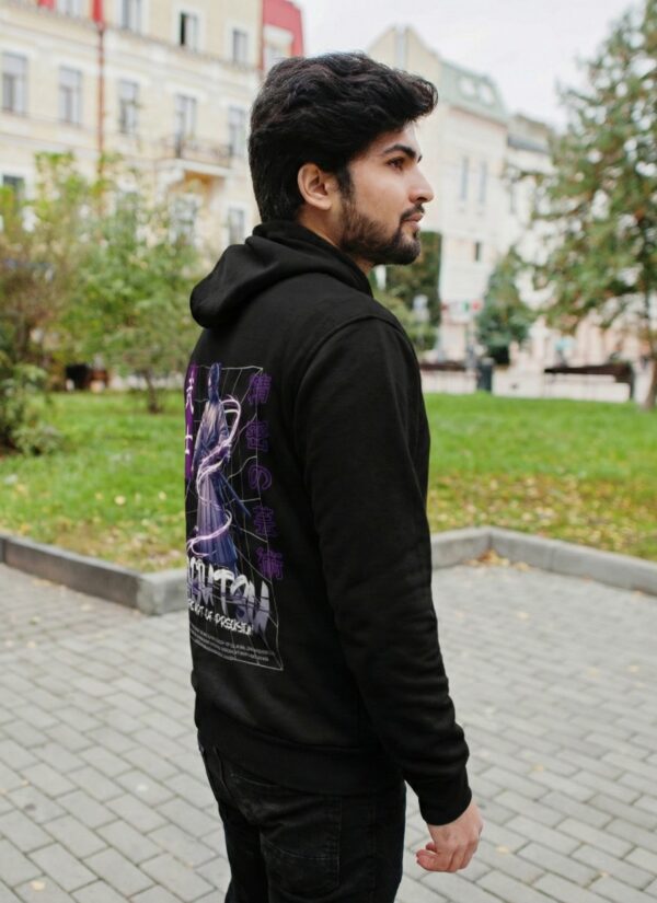 Anime Samurai Graphic Black Hoodie for Men | Japanese Streetwear Ninja Print Hoodie | Premium Fleece 300 GSM Winter Pullover Hoodie for Casual & Urban Wear By Giftspeaks