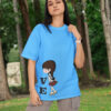 LOVE Couple Oversized T-Shirt – Matching Unisex Sky Blue Couple Tee | Loopknit 240 GSM Premium Cotton