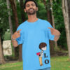 LOVE Couple Oversized T-Shirt – Matching Unisex Sky Blue Couple Tee | Loopknit 240 GSM Premium Cotton
