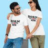 Born To Love Couple Oversized T-Shirt – Matching His & Her White Couple Tee | Loopknit 240 GSM Premium Cotton