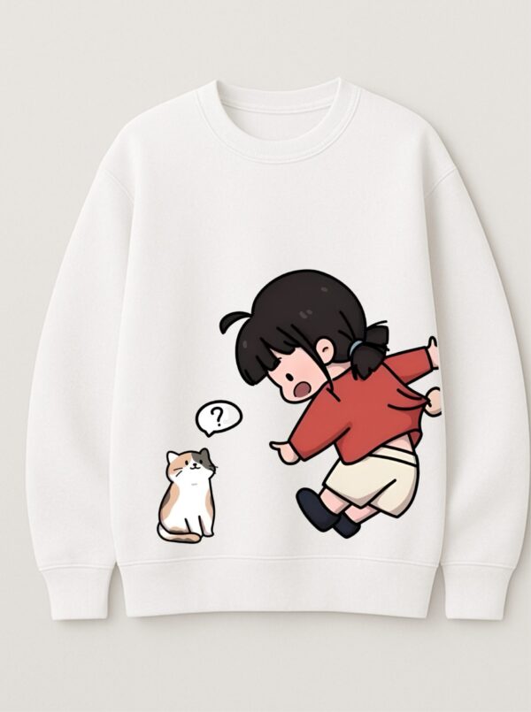 Cute Cartoon Couple Sweatshirt – Matching White Couple Upper for Men & Women | Premium Fleece 300 GSM