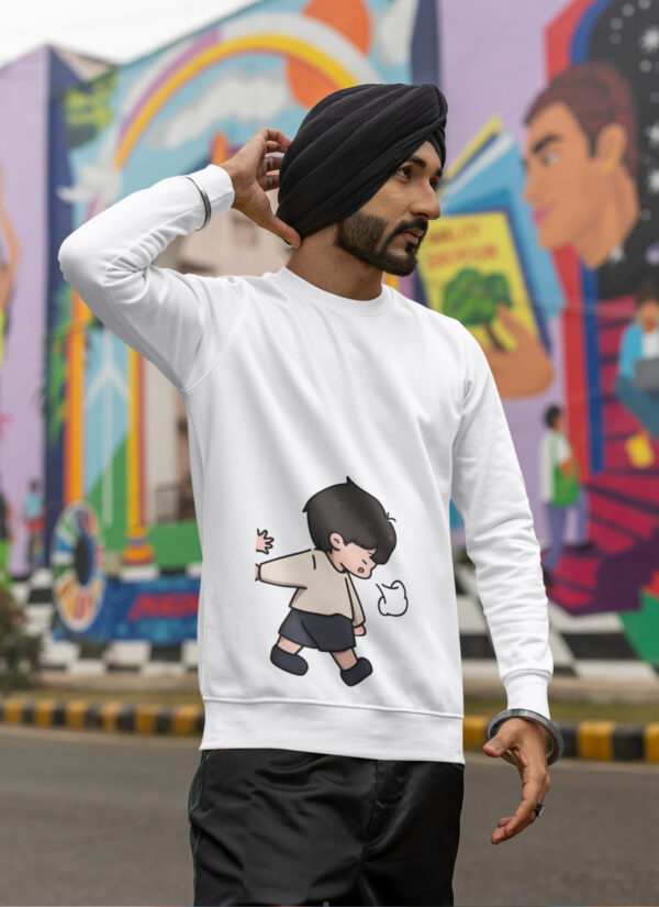 Cute Cartoon Couple Sweatshirt – Matching White Couple Upper for Men & Women | Premium Fleece 300 GSM