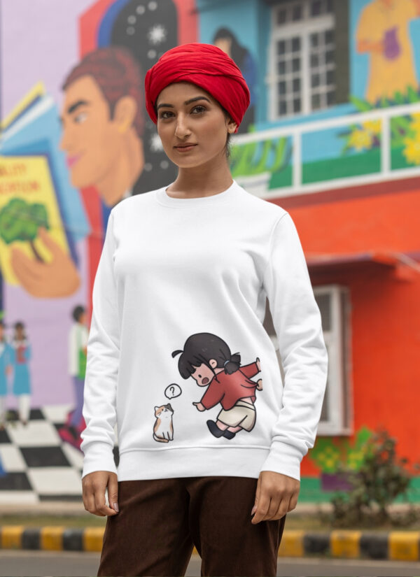Cute Cartoon Couple Sweatshirt – Matching White Couple Upper for Men & Women | Premium Fleece 300 GSM