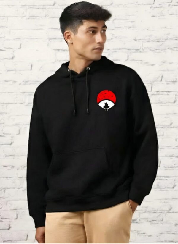 GiftSpeaks Itachi Uchiha Anime Printed Black Hoodie for Men | Premium Fleece Hoodie | Stylish Winter Wear
