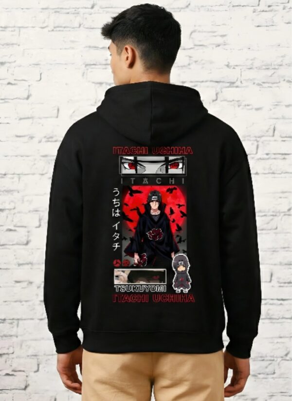 GiftSpeaks Itachi Uchiha Anime Printed Black Hoodie for Men | Premium Fleece Hoodie | Stylish Winter Wear