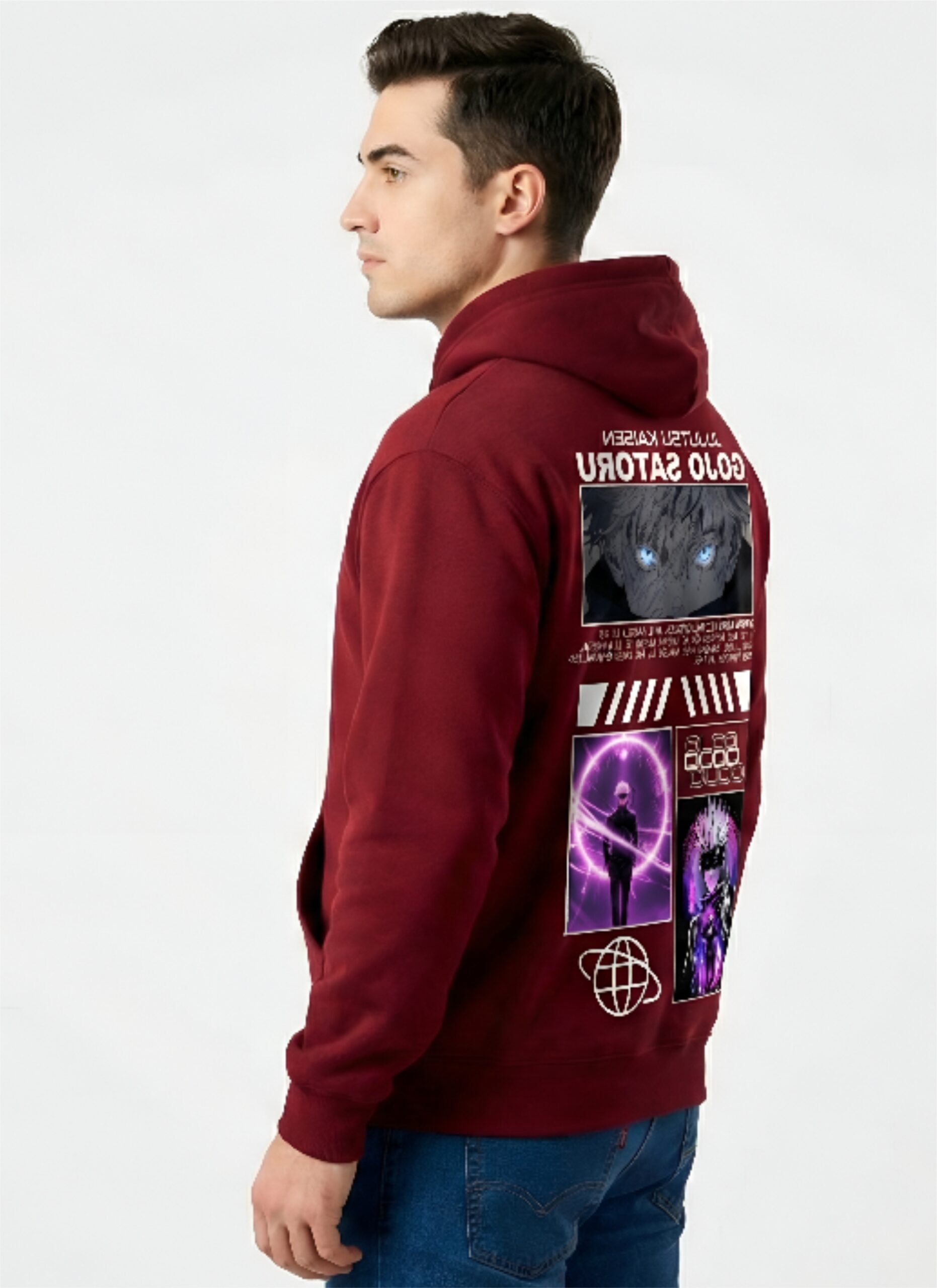 Rack of premium hoodies and tees