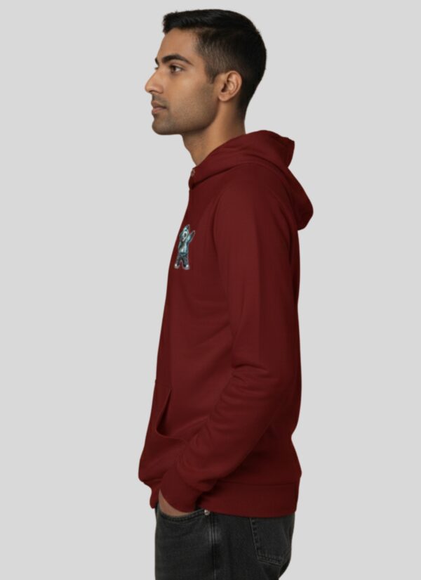 Maroon Graphic Printed Men’s Hoodie with Panda Riot Street Art | Premium Fleece Winter Hoodie for Men | Bold Urban Streetwear Back Print – GiftSpeaks