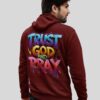 Men Trust God And Pray Printed Hoodie Maroon | Inspirational Quote Hoodie for Men | Streetwear Winter Hoodie | Fleece Fabric 300 GSM | Casual & Daily Wear Hoodie by Giftspeaks