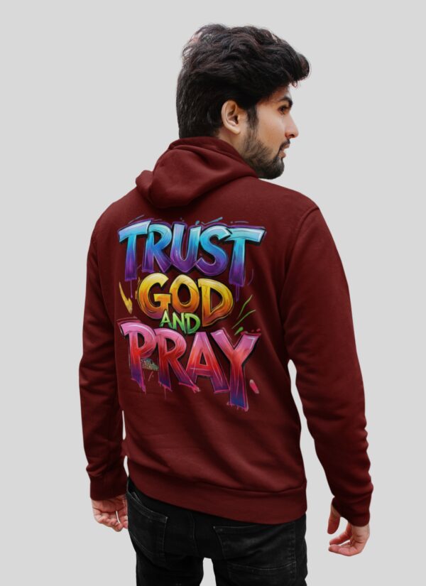 Men Trust God And Pray Printed Hoodie Maroon | Inspirational Quote Hoodie for Men | Streetwear Winter Hoodie | Fleece Fabric 300 GSM | Casual & Daily Wear Hoodie by Giftspeaks