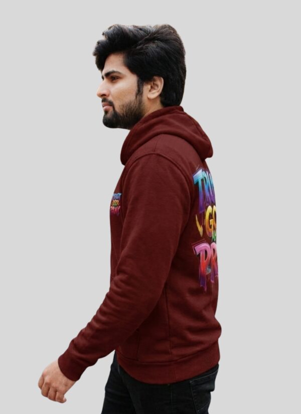 Men Trust God And Pray Printed Hoodie Maroon | Inspirational Quote Hoodie for Men | Streetwear Winter Hoodie | Fleece Fabric 300 GSM | Casual & Daily Wear Hoodie by Giftspeaks