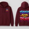 Men Trust God And Pray Printed Hoodie Maroon | Inspirational Quote Hoodie for Men | Streetwear Winter Hoodie | Fleece Fabric 300 GSM | Casual & Daily Wear Hoodie by Giftspeaks