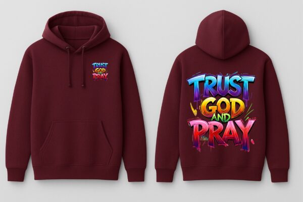 Men Trust God And Pray Printed Hoodie Maroon | Inspirational Quote Hoodie for Men | Streetwear Winter Hoodie | Fleece Fabric 300 GSM | Casual & Daily Wear Hoodie by Giftspeaks