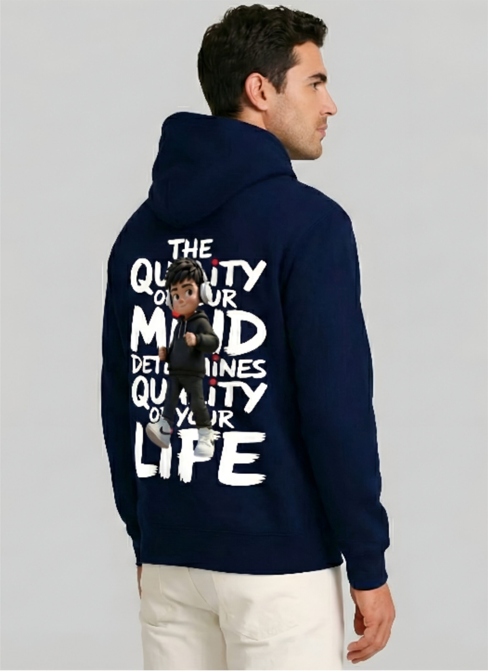 Model wearing premium hoodie