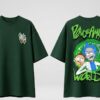 Men's Oversized Peace Among Worlds Graphic T-Shirt | Sci-Fi Cartoon Portal Back Print Streetwear Oversized T-Shirt for Men