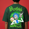 Men's Oversized Peace Among Worlds Graphic T-Shirt | Sci-Fi Cartoon Portal Back Print Streetwear Oversized T-Shirt for Men