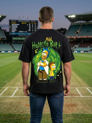 hK0ggldy_JW1B4CBQEC_2026-04-17_1.jpg Unisex Oversized Dark Green Graphic Printed Round Neck T-Shirt Cartoon Inspired Back Print, Casual Streetwear, Half Sleeve Premium Cotton Tee