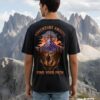Mens Oversized Black Graphic T-Shirt | Adventure Awaits Mountain Back Print | Loopknit 240 GSM Premium Cotton Streetwear Tee