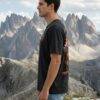 Mens Oversized Black Graphic T-Shirt | Adventure Awaits Mountain Back Print | Loopknit 240 GSM Premium Cotton Streetwear Tee