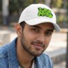 Unisex White Baseball Cap with Super Moto Graphic Print, Adjustable Casual Cap for Men and Women, Stylish Streetwear Hat for Bikers, Riders, Sports, Travel and Daily Wear