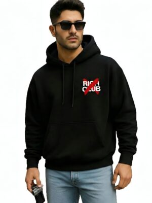 No Risk No Story Black Hoodie for Men | Bold Street Message Back Print Hoodie | Premium Fleece 300 GSM Winter Pullover Hoodie