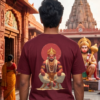 Unisex Oversized Hanuman Graphic Printed T-Shirt for Men & Women | Spiritual Devotional Back Print Oversized Tee | Maroon Half Sleeve Loose Fit Streetwear T-Shirt | Loopknit 240 GSM Premium Cotton Casual Wear
