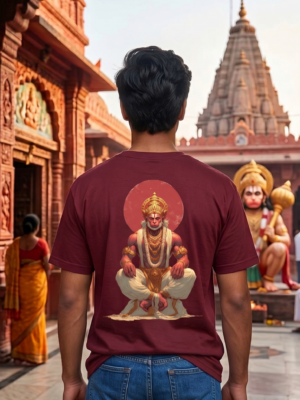 0QdnBiMe_RGFCL1SCMC_2026-05-08_1.png Unisex Oversized Hanuman Graphic Printed T-Shirt for Men & Women | Spiritual Devotional Back Print Oversized Tee | Maroon Half Sleeve Loose Fit Streetwear T-Shirt | Loopknit 240 GSM Premium Cotton Casual Wear