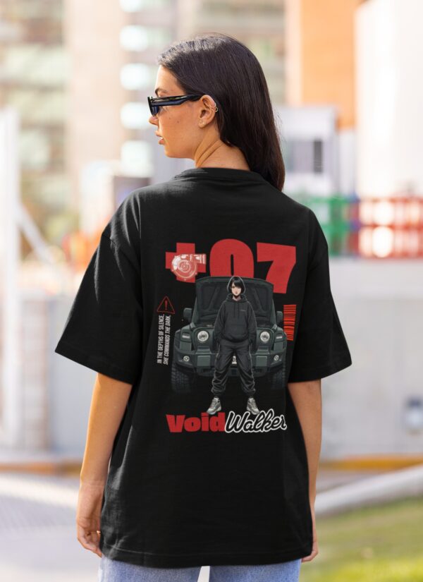 Women Void Walker Oversized Printed T-Shirt Navy Blue & Black | Anime Streetwear Back Print Oversized T-Shirt for Women | Casual & Trendy Girls T-Shirt | Loopknite Fabric 240 GSM by Giftspeaks
