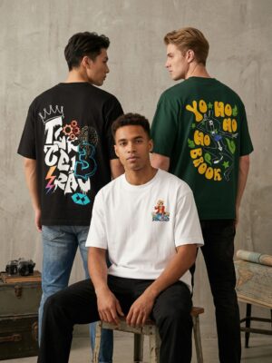 Oversized Graphic Printed T-Shirt Combo for Men Premium Cotton Streetwear Tees (Pack of 3)