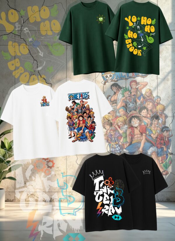 Oversized Graphic Printed T-Shirt Combo for Men Premium Cotton Streetwear Tees (Pack of 3)