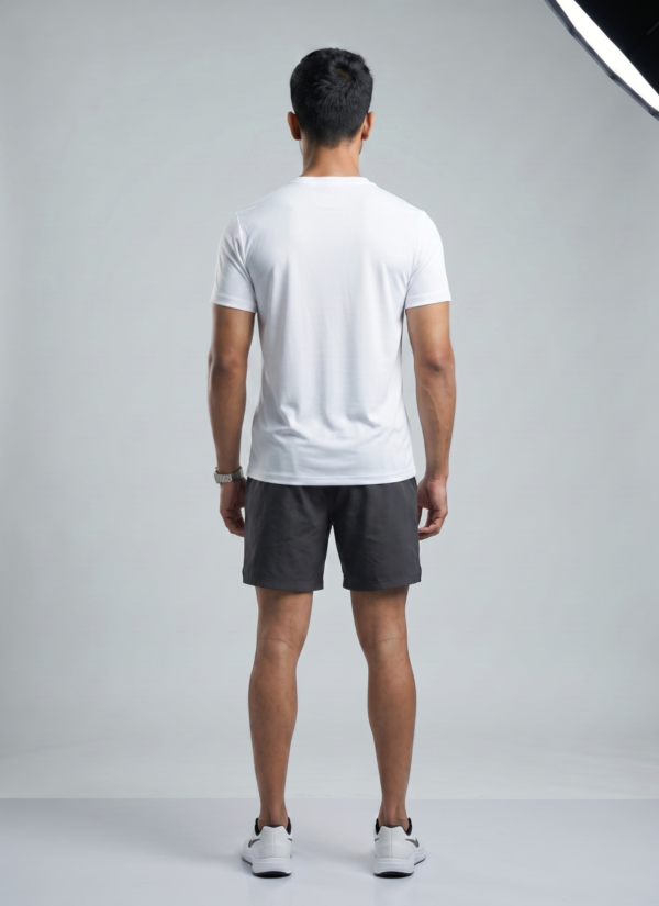 Plain White Round Neck T-Shirt | 180 GSM Mesh Knit | 100% Polyester | Stretchable Sports Wear