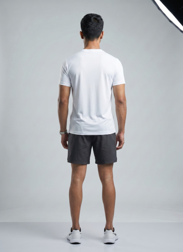 Plain White Round Neck T-Shirt | 180 GSM Mesh Knit | 100% Polyester | Stretchable Sports Wear