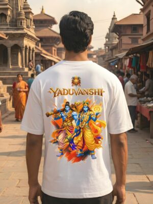 4qyIoqXA_8B0PJC4W5E_2026-02-05_2.jpg Yaduvanshi Oversized T-Shirt for Men | Krishna Balram Divine Art White Tee | Loopknit 240 GSM