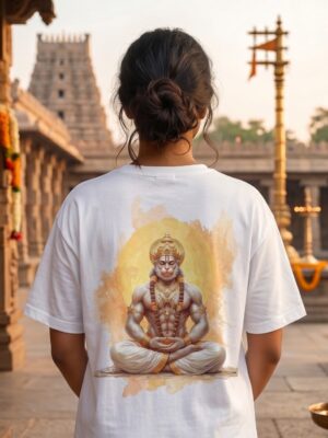 5INWt787_75BS5CQ3MH_2026-04-25_1.jpg Unisex Oversized Meditating Hanuman Graphic T-Shirt | Spiritual Calm Design, White Cotton Tee