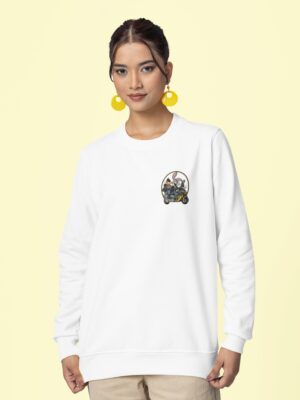 Criminal Mode Oversized Sweatshirt – Women White Graphic Streetwear | Fleece 300 GSM Premium Winter Sweatshirt