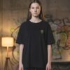 Womens Black Oversized T-Shirt with Bhagat Singh Graphic | Premium Loopknit 240 GSM | Freedom Fighter Tribute Streetwear Tee for Women
