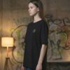 Womens Black Oversized T-Shirt with Bhagat Singh Graphic | Premium Loopknit 240 GSM | Freedom Fighter Tribute Streetwear Tee for Women