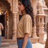 Mahakal Divine Graphic Oversized Beige T-Shirt for Men & Women | Spiritual Lord Shiva Back Print | Premium 240 GSM Loopknit Cotton | Unisex Streetwear Devotional Design | Front Sanskrit Typography & Detailed Back Artwork