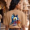 Mahakal Divine Graphic Oversized Beige T-Shirt for Men & Women | Spiritual Lord Shiva Back Print | Premium 240 GSM Loopknit Cotton | Unisex Streetwear Devotional Design | Front Sanskrit Typography & Detailed Back Artwork