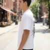 9 Mens White Oversized Graphic T-Shirt | Premium Loopknit Cotton 240 GSM Streetwear Tee with Headphone Back Print