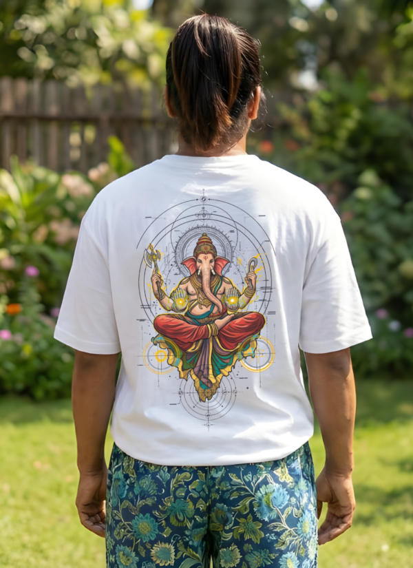 AK26It_d_A9H1ACM2MK_2026-01-31_1.png Womens Oversized White T-Shirt | Lord Ganesha Graphic Print | Loopknit 240 GSM Premium Heavy Fabric | Spiritual Streetwear T-Shirt for Women