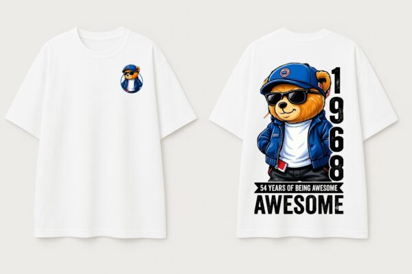 AX8Z_24W_U2WPE408CK_2026-01-30_3.jpg Oversized T-Shirt for Women | Bear Graphic Back Print White Tee | Loopknit 240 GSM Premium Cotton | Streetwear Oversize T Shirt