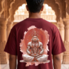 Unisex Oversized Meditating Hanuman Graphic T-Shirt Spiritual Calm Design, Maroon Cotton Tee
