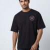 Illusion Magician Oversized Black T-Shirt for Men | Mystery Card Graphic Back Print | Premium Streetwear Loopknit 240 GSM | By Giftspeaks