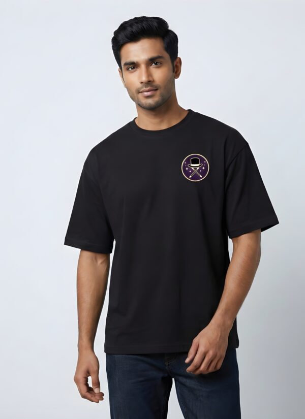Illusion Magician Oversized Black T-Shirt for Men | Mystery Card Graphic Back Print | Premium Streetwear Loopknit 240 GSM | By Giftspeaks