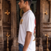 Unisex Oversized Hanuman Graphic Printed T-Shirt for Men & Women | Spiritual Devotional Back Print Oversized Tee | White Half Sleeve Loose Fit Streetwear T-Shirt | Loopknit 240 GSM Premium Cotton Casual Wear