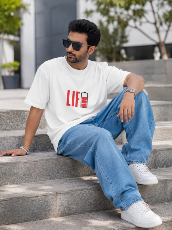 ChatGPT Image Aug 1, 2026, 02_14_46 PM Oversized White “One Step” T-Shirt – 240 GSM Loopknit Cotton DTF Print Streetwear